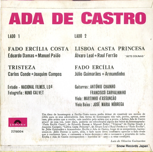 DE CASTRO, ADE fado ercilia costa 2218004