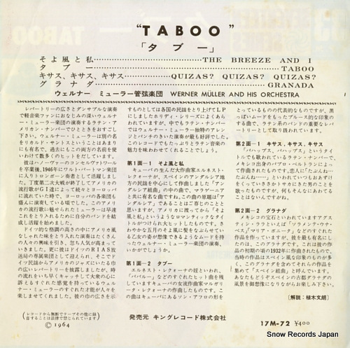 MULLER, WERNER, AND HIS ORCHESTRA taboo 17M-72