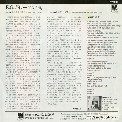 DAILY, E.G. say it, say it 7Y3006