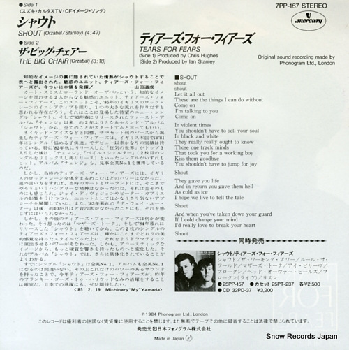 TEARS FOR FEARS shout 7PP-167