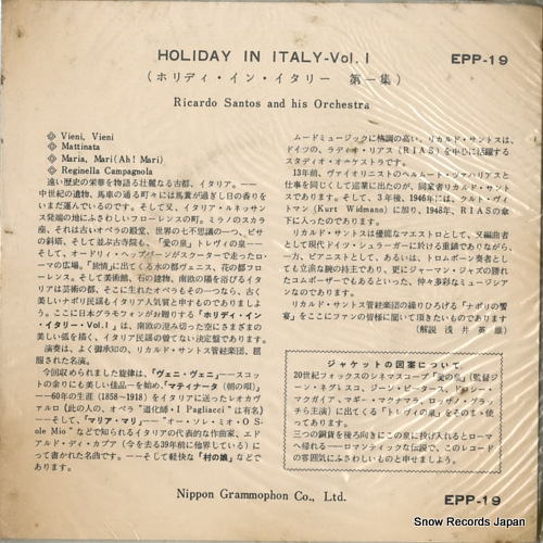 SANTOS, RICARDO, AND HIS ORCHESTRA holiday in italy vol.1 EPP-19
