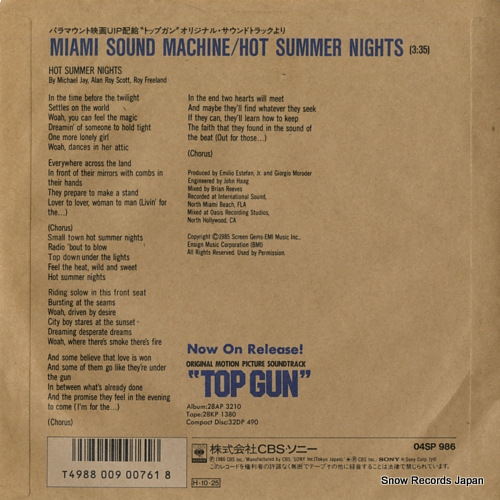 MIAMI SOUND MACHINE hot summer nights 04SP986