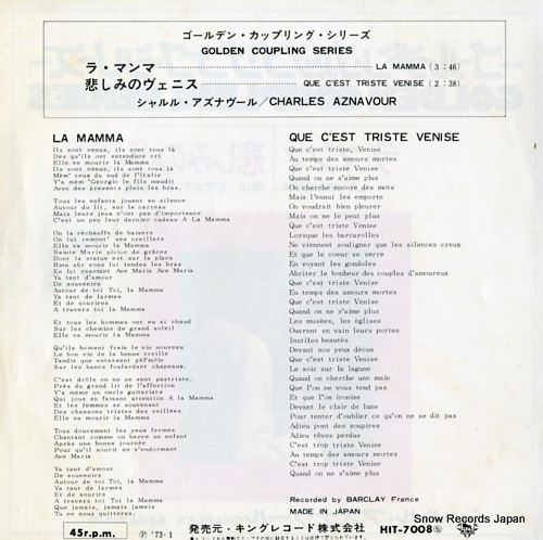 AZNAVOUR, CHARLES la mamma HIT-7008