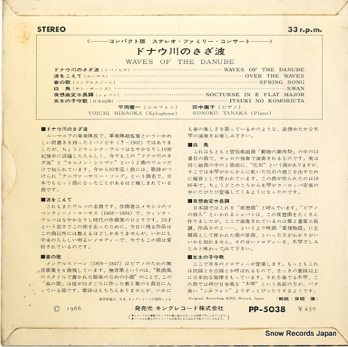 HIRAOKA, YOICHI, AND SONOKO TANAKA ivanonici; waves of the danube PP-5038