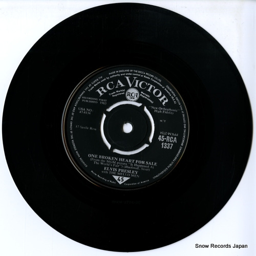 PRESLEY, ELVIS one broken heart for sale 45-RCA-1337