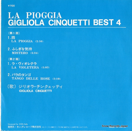 CINQUETTI, GIGLIOLA la pioggia OH82
