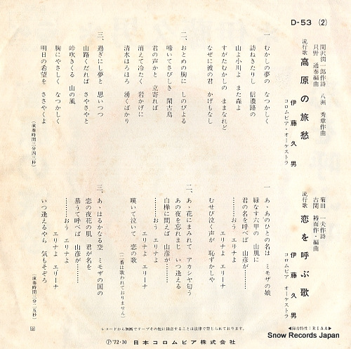ITO, HISAO kogen no ryoshu D-53