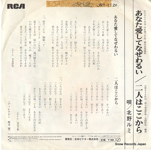 KITANO, RUMI anata aishite naze warui JRT-1126