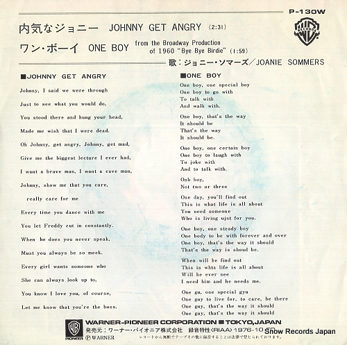 SOMMERS, JOANIE johnny get angry P-130W