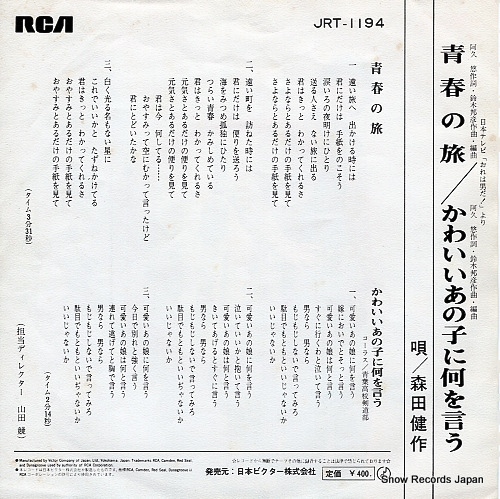 MORITA, KENSAKU seishun no tabi JRT-1194