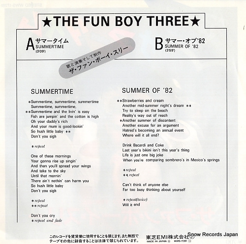 FUN BOY THREE, THE summertime WWS-17281