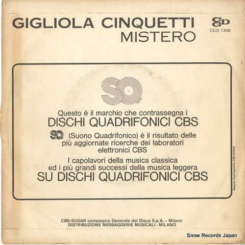 CINQUETTI, GIGLIOLA mistero CGD1306