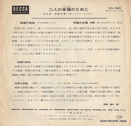 CRAWFORD, JESSE mendelssohn; wedding march DS-360