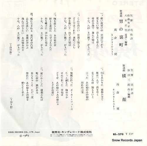 TAKAKURA, KEN otoko no uramachi BS-270