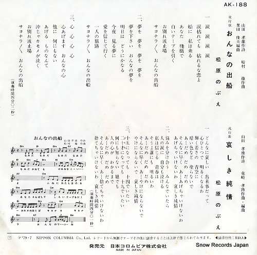 MATSUBARA, NOBUE onna no defune AK-188