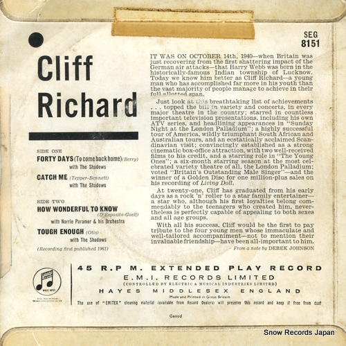 RICHARD, CLIFF forty days SEG8151