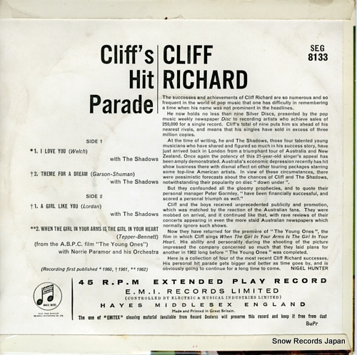 RICHARD, CLIFF cliff's hit parade SEG8133