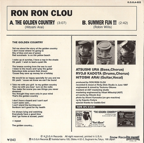 RON RON CLOU the golden country K.O.G.A-032