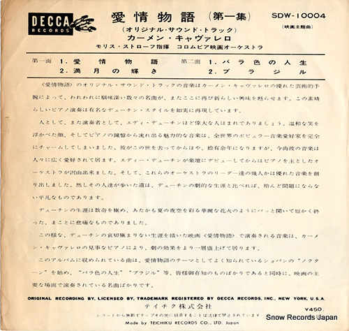 CAVALLARO, CARMEN the eddy duchin story vol.1 SDW-10004