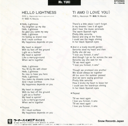 MR. YUKI hello lightness K-1549