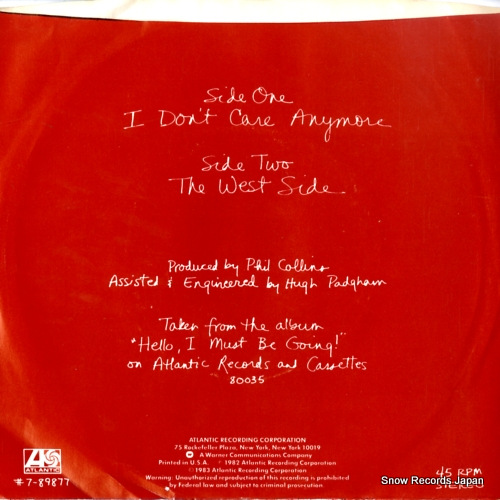 COLLINS, PHIL i don't care anymore 7-89877
