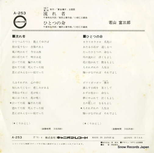 WAKAYAMA, TOMISABURO nagare mono A-253