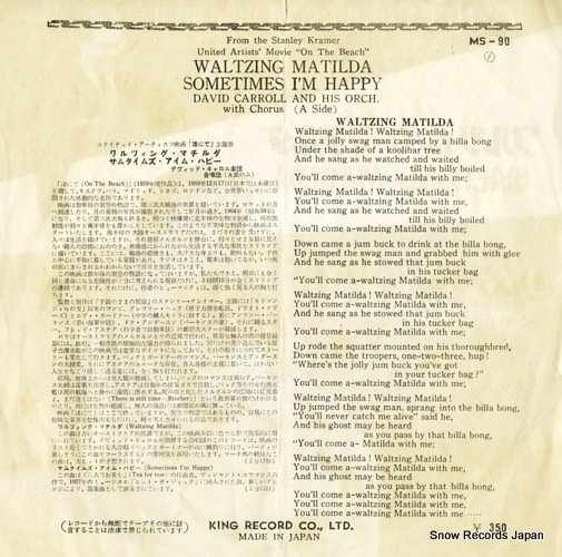 CARROLL, DAVID waltzing matilda MS-90