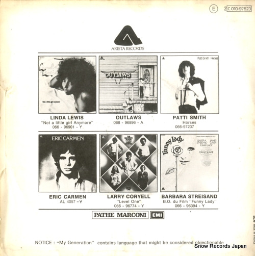 SMITH, PATTI gloria / my generation 2C010-97523