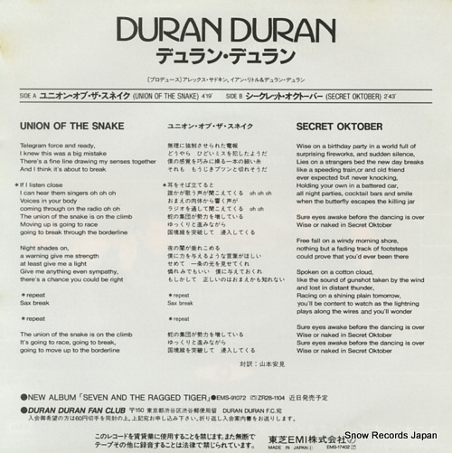 DURAN DURAN union of the snake EMS-17402