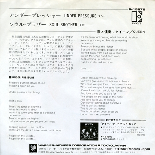 QUEEN AND DAVID BOWIE under pressure P-1587E