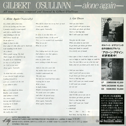 O'SULLIVAN, GILBERT alone again 7DS0122