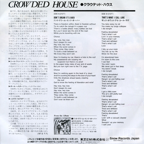CROWDED HOUSE don't dream it's over ECS-17696