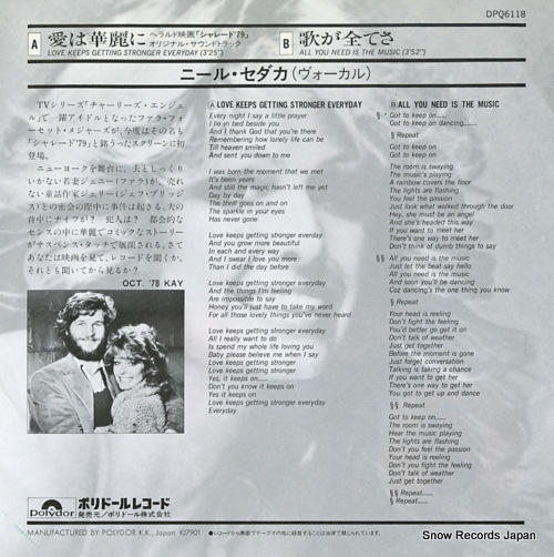 SEDAKA, NEIL love keeps getting stronger everyday DPQ6118