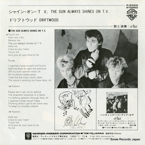A-HA the sun always shines on t.v. P-2022