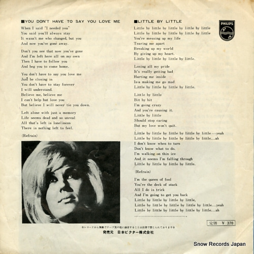 SPRINGFIELD, DUSTY you don't have to say you love me SFL-1064