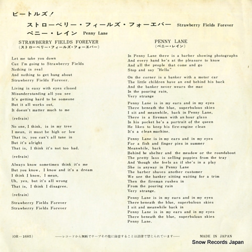 BEATLES, THE strawberry fields forever OR-1685