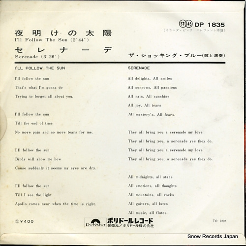 SHOCKING BLUE, THE i'll follow the sun DP1835