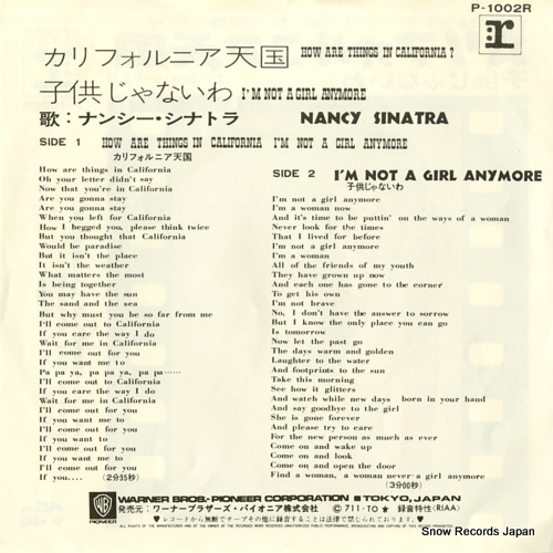 SINATRA, NANCY how are things in california P-1002R