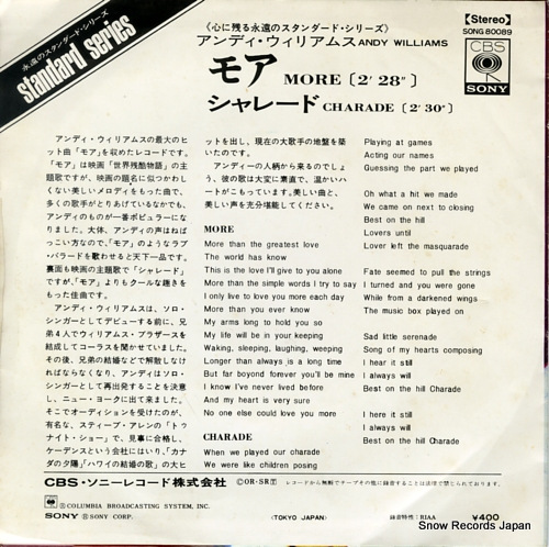 WILLIAMS, ANDY more SONG80089