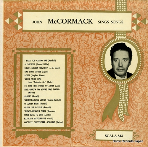 MCCORMACK, JOHN sings songs SCALA843 - front cover