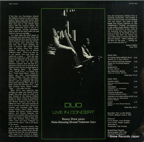 DREW, KENNY, AND NIELS-HENNING ORSTED PEDERSEN duo live in concert SCS-1031