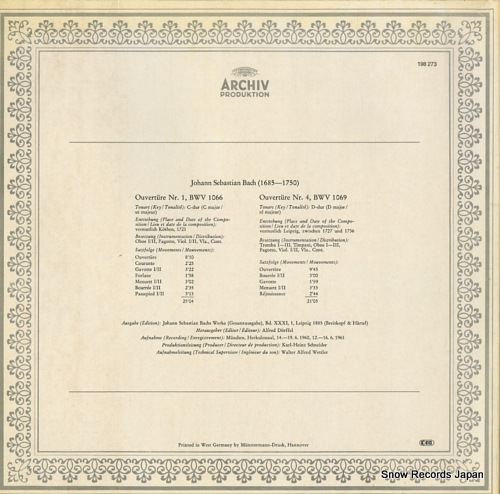 롦ҥ bach; ouvertures 198273