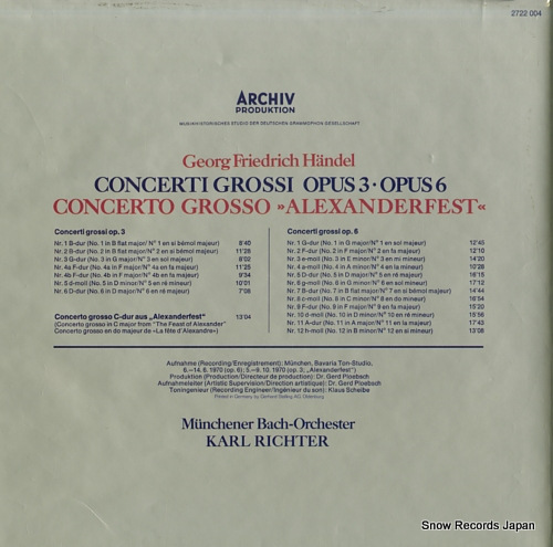 RICHTER, KARL handel; concerti grossi opus3 . opus6 2722004