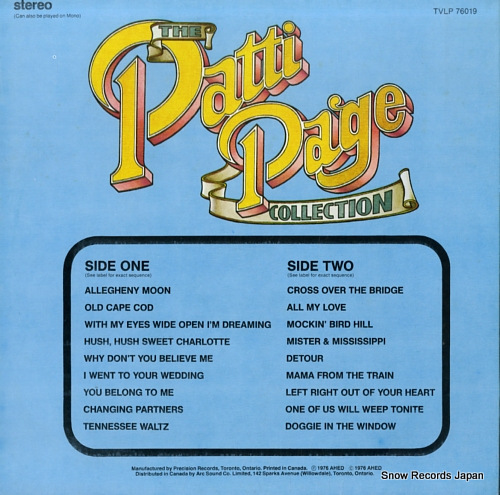 PAGE, PATTI the patti page collection TVLP76019