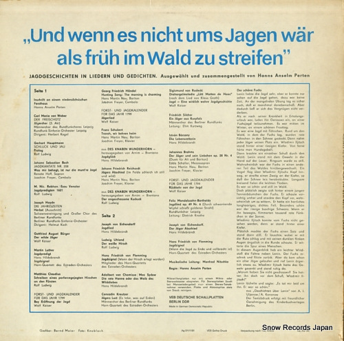 V/A und wennes nicht ums jagen war als fruh im wald zu streifen 860082 - back cover