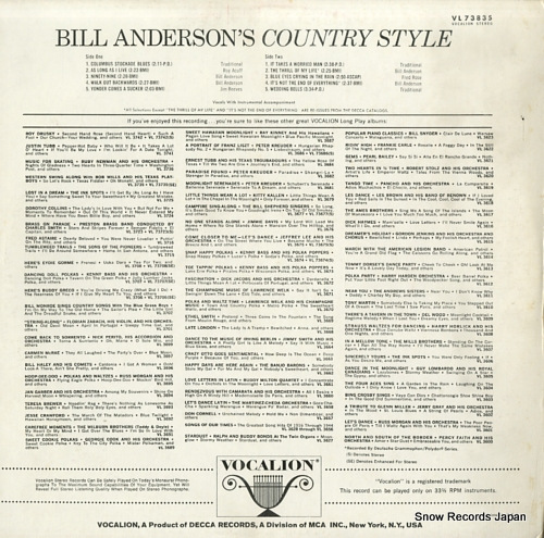 ANDERSON, BILL bill anderson's country style VL73835