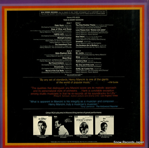 MANCINI, HENRY this is henry mancini VPS-6029