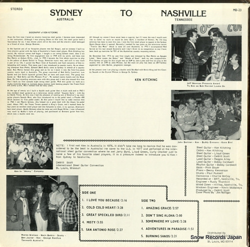 KITCHING, KEN sydney to nashville MD-23 - back cover