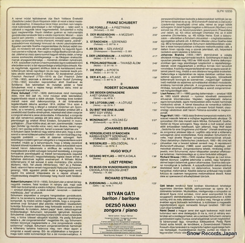 GATI, ISTVAN, AND DEZSO RANKI lieder recital SLPX12233