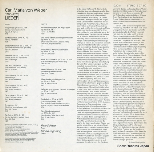 ڡ饤 carl maria von weber; lieder 827210